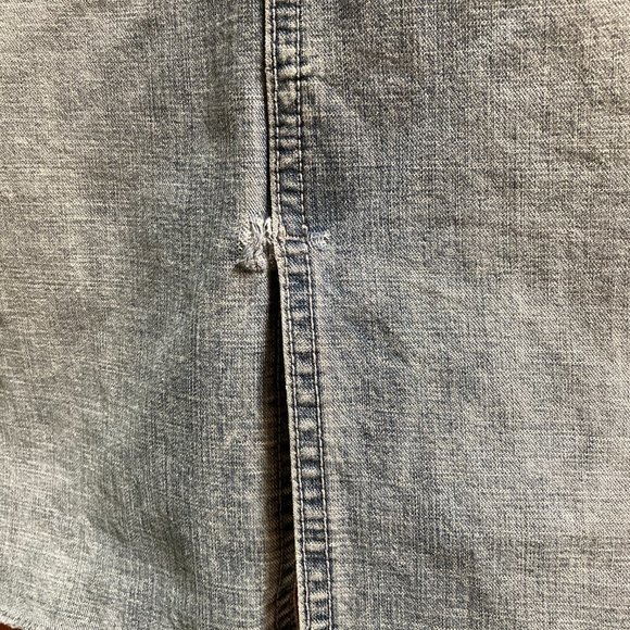 Onion Faded Black Denim/Jean skirt with front slit - raw hem - size 10 (no tag) - Picture 6 of 8